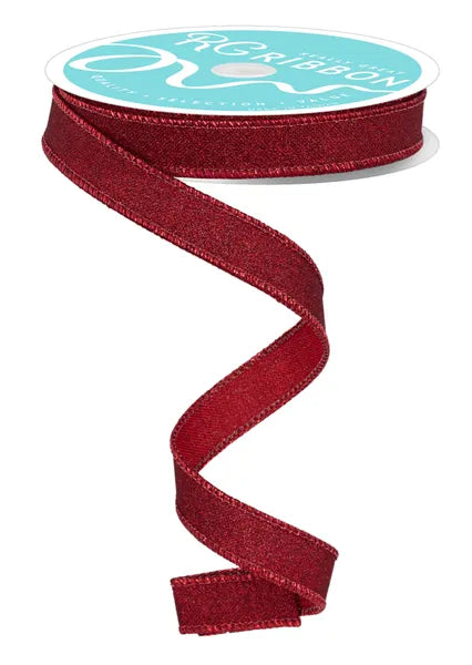 RGF109605   5/8" x 10yd Fine Glitter On Royal    Burgundy