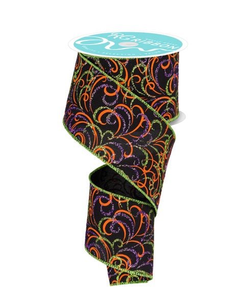 RGF133302  2.5" x 10yd Multi Swirls Black/Orng/Purple/Lime