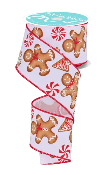 RGF140527  2.5" x 10yd Gingerbread White/Red/Brown