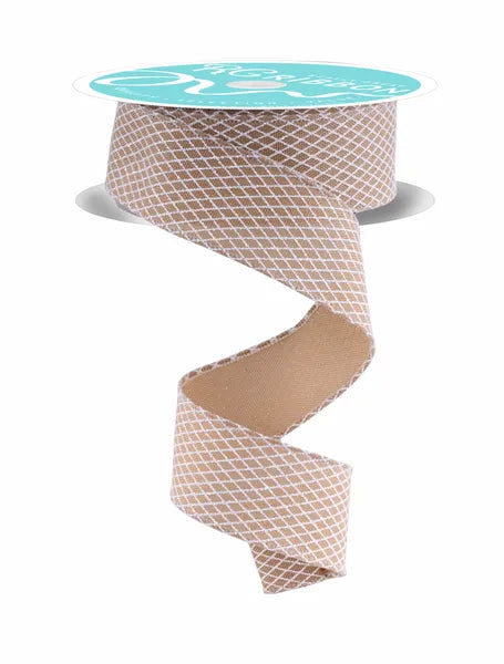 RGF169501  1.5" x 10yd Mini Harlequin Beige/White