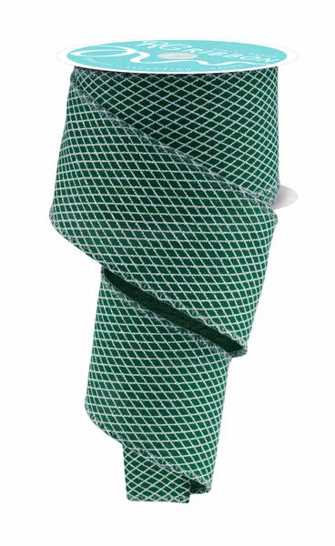 RGF169606  2.5" x 10yd Mini Harlequin Emerald Green/White