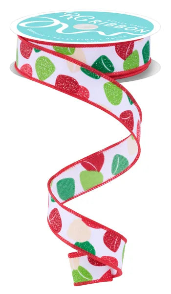 RGF7630HF    7/8" x 10yd Gumdrops    Wht/Red/Green/Cream