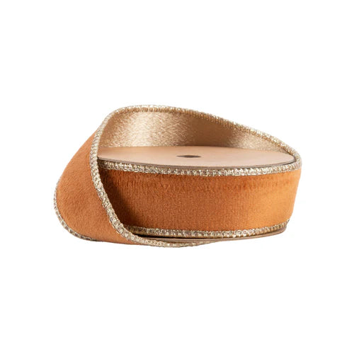 7115W78525E   1" x 10 yd- Reversible Classic Velvet Ribbon Rust/Gold