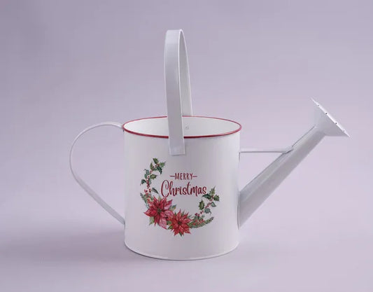 XC0165   15.25"Lx6.5"H Emboss Christmas Water Can   White/Red/Pink/Green