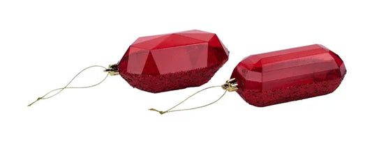 XJ552324  5.25"L Laser Glitter Gem Ornament Red