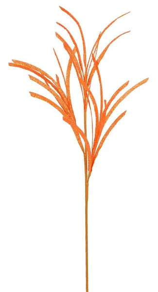XS110020  31"L Glittered/Paper Grass Spray Bright Orange