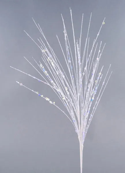 XS129527  29"L Glitter/Sequin/Loop Spray White