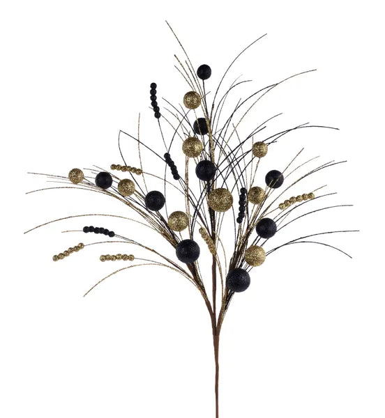 XS1389CC  35"L Ball/Monofilament/Bead Spike Spray Black/Gold