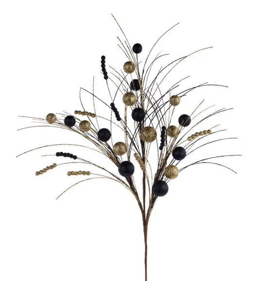 XS1389CC  35"L Ball/Monofilament/Bead Spike Spray Black/Gold