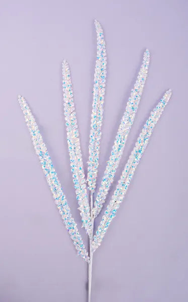 XS2326A2  32"L Glitter/Metallic Fern Spray White/Iridescent