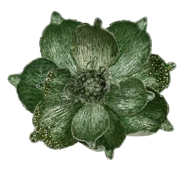 XS7650A3  7"Dia Metallic/Glitter Magnolia W/Clip Mint Green