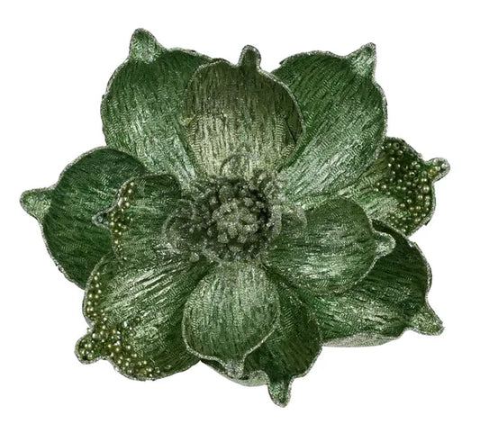 XS7650A3  7"Dia Metallic/Glitter Magnolia W/Clip Mint Green