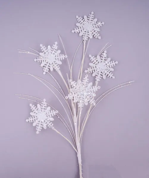 XS966327  29"L Glitter Snowflake Spray x 5 White