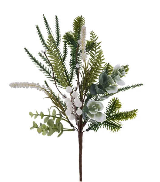 XV768527   16"L Pine/Eucalyptus/Amaranthus Pick   Green/White