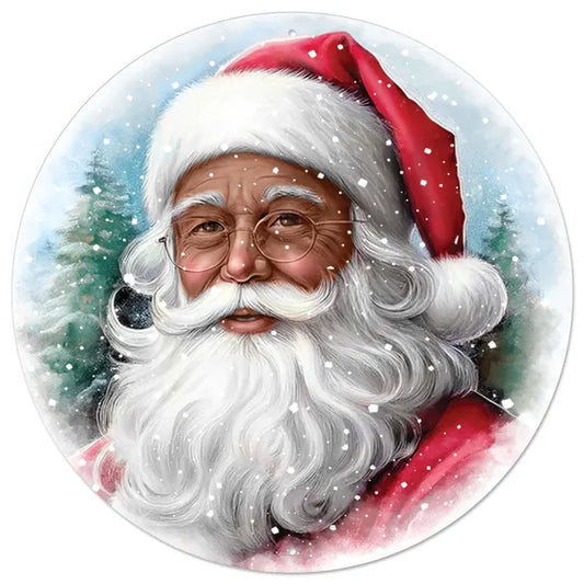 MD167202    12"Dia Santa Portrait W/Glasses   Brown/Red/White/Lt Blue