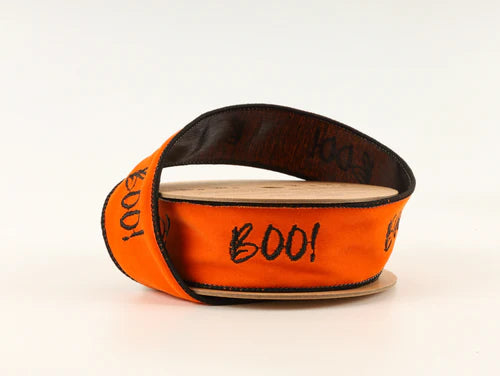 6910W05838E    1.5"X10Y  Embroidered BOO  Orange/Black