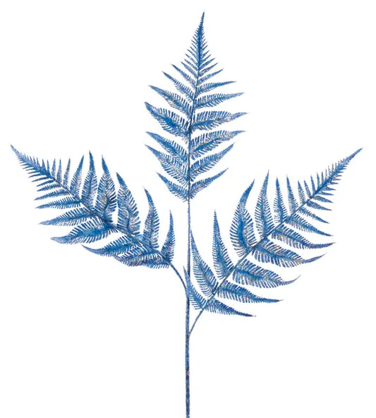 XS2487E6     26"L Brushed Fern Leaf Spray   Blue/Gold