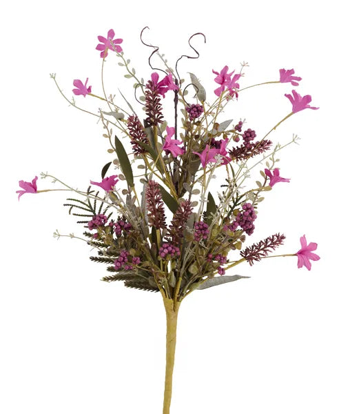 FH807144   24"L Fabric Flower/Eva Leaf/Beads Spray