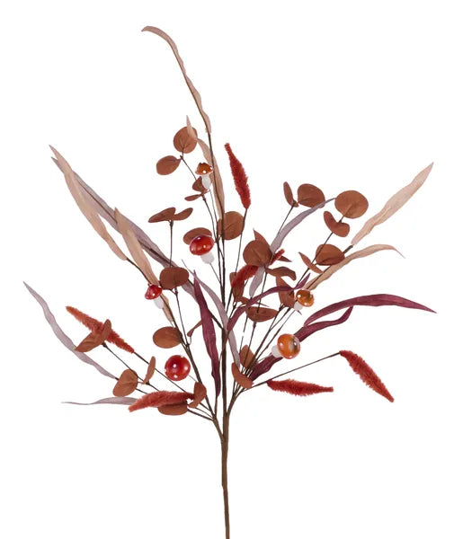 EM603231  27"L Mixed Leaf/Mushroom Spray Orange/Tan/Rust