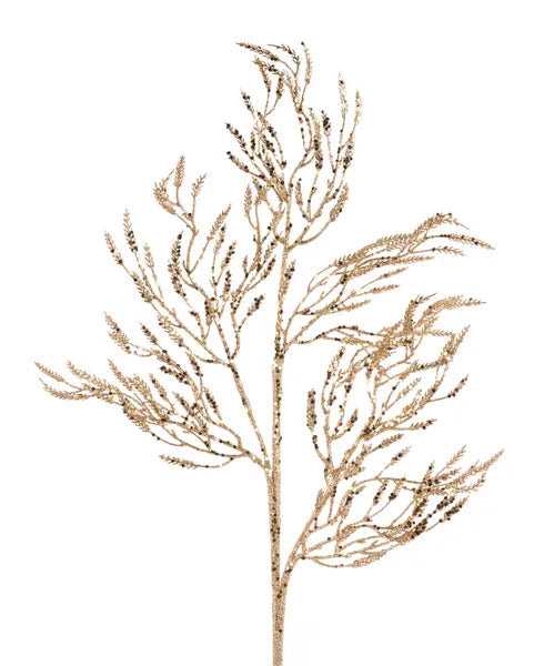 XS241658  28"L Glitter/Hex Glitter Wild Twigs Spray Champagne