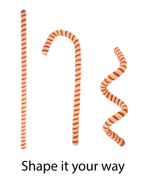 XP3842J7  28"L Velvet/Foam Peppermint Stick, Wired Yellow/Orange/White