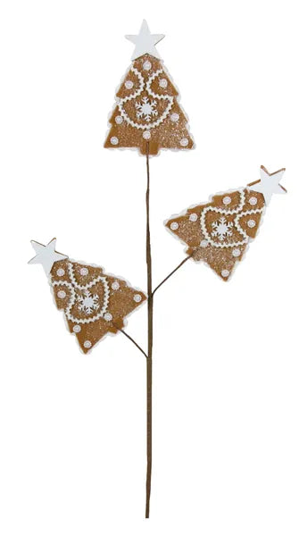 XS1160    27.5"L Gingerbread Christmas Tree Spray   Brown/White