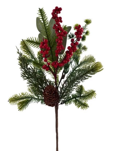 XV768624  16"L Pine/Arborvitae/Berry Pick   Green/Red