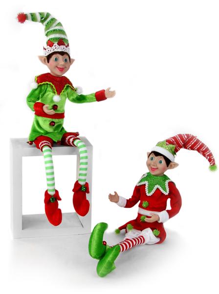 XN4294    21"L Christmas Elf Ornament      Red/Lime/White