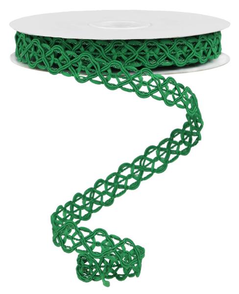 RN586106    5/8" x 10yd Open Weave Trim, Wired    Emerald