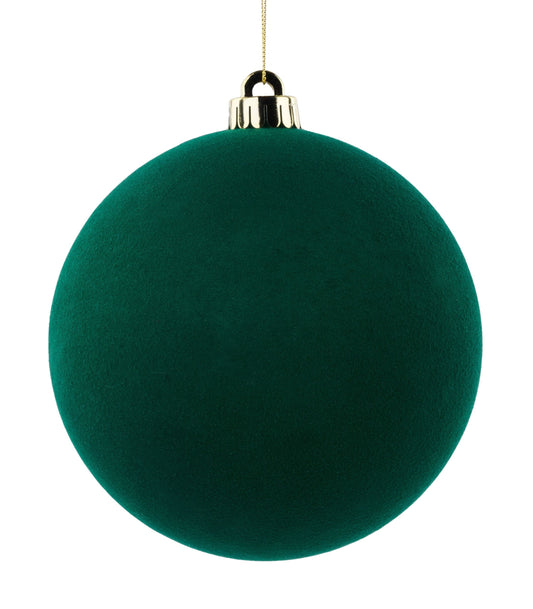 XH115012  150Mm Smooth Flocked Ball Ornament  Hunter Green
