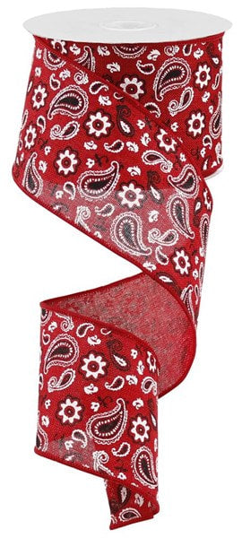 RG1693R9 2.5"X10yd Bandana/Royal    Red/White/Black