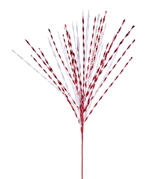 XS148734    29" Metallic Pet Twist Grass Spray x 40   Red/White