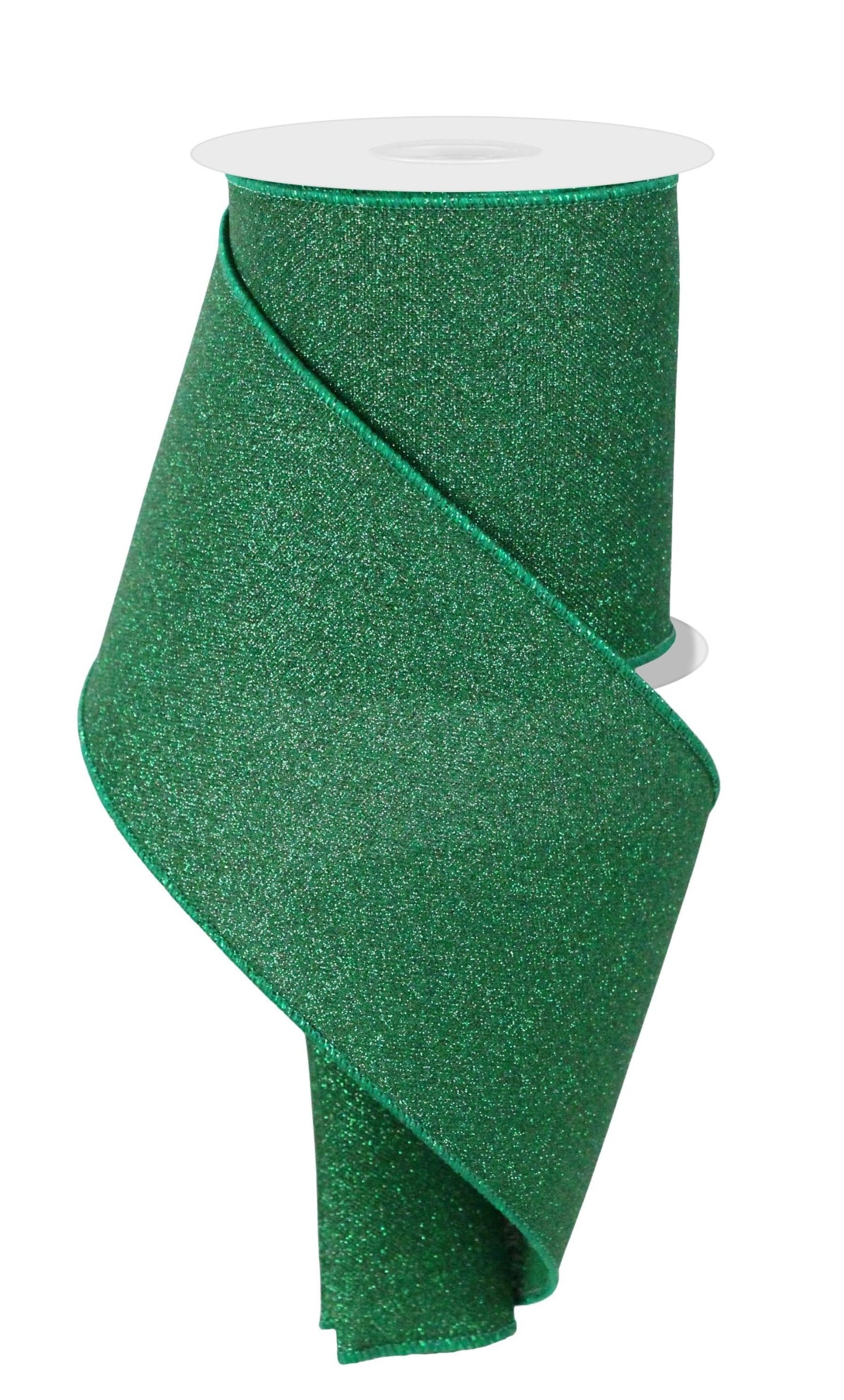 RGE179106    4" x 10yd Fine Glitter On Faux Royal   Emerald Green