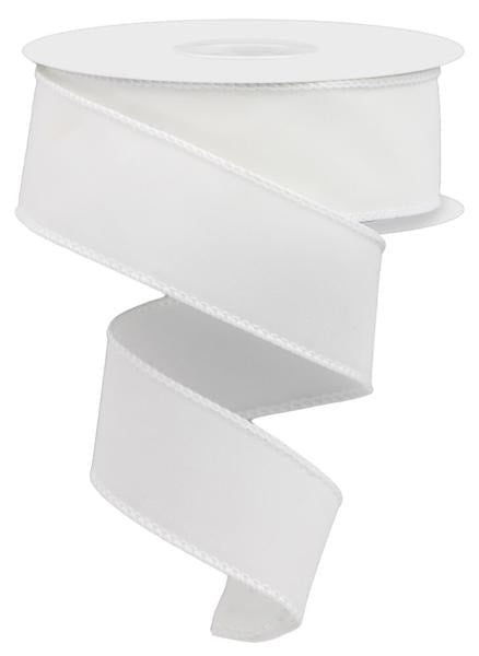 RL194227  1.5" x 10yd Indoor Velvet Ribbon White