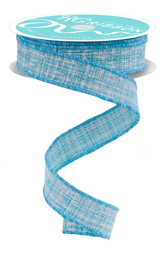 RGF7692A2  7/8" x 10yd Knit Look Texture Ribbon – Turquoise/White – Wired Ribbon