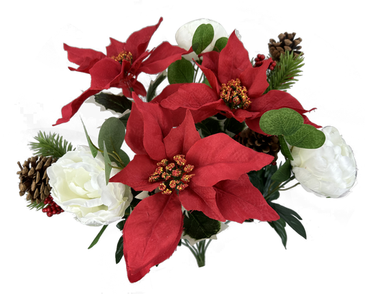 86160RDCM    21H   Pinecone Peony Berry Bush x 9   Red/Cream