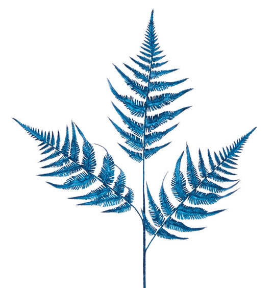 XS248603  26"L Pearl Fern Leaf Spray Blue