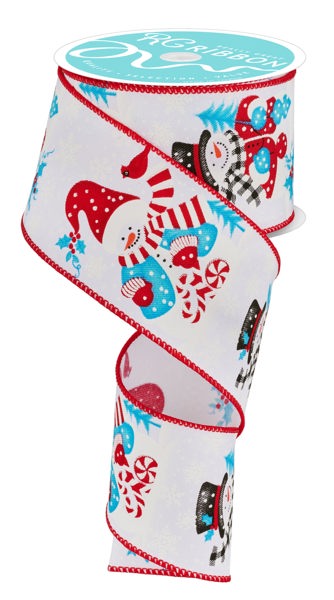 RGE1988X6  2.5" x 10yd Snowman On Diagonal Weave Blk/Orng/Blue/Red/Wht