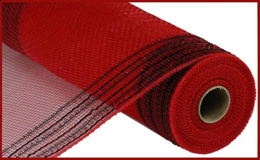 RY8505E6  10.25" x 10yd Tinsel/Foil Wide Border Mesh Red/Black