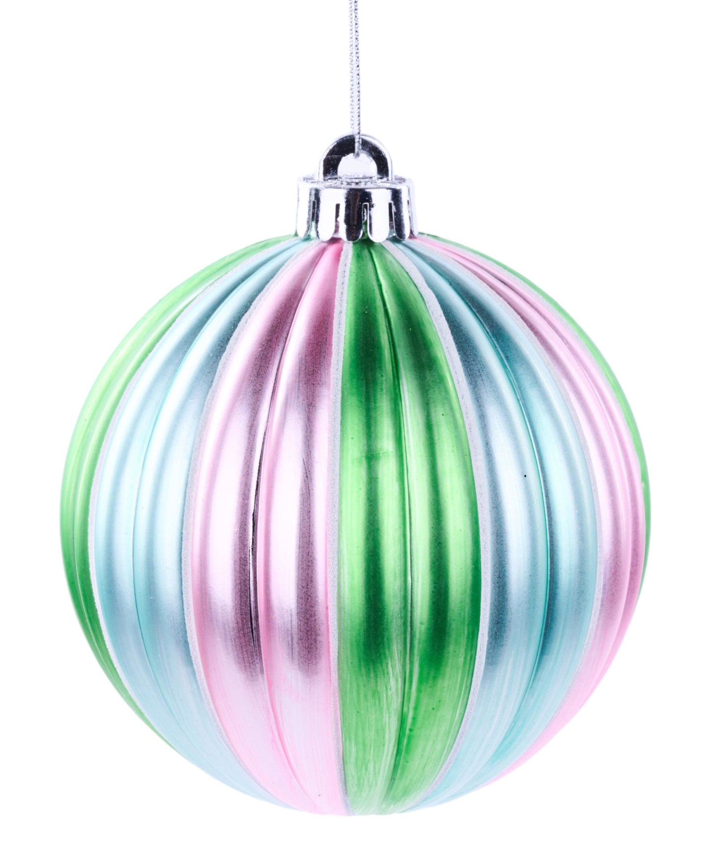 XJ5264EM     120Mm Glitter Vertical Stripe Ball   Pink/Ice Blue/Lt Grn/Wht