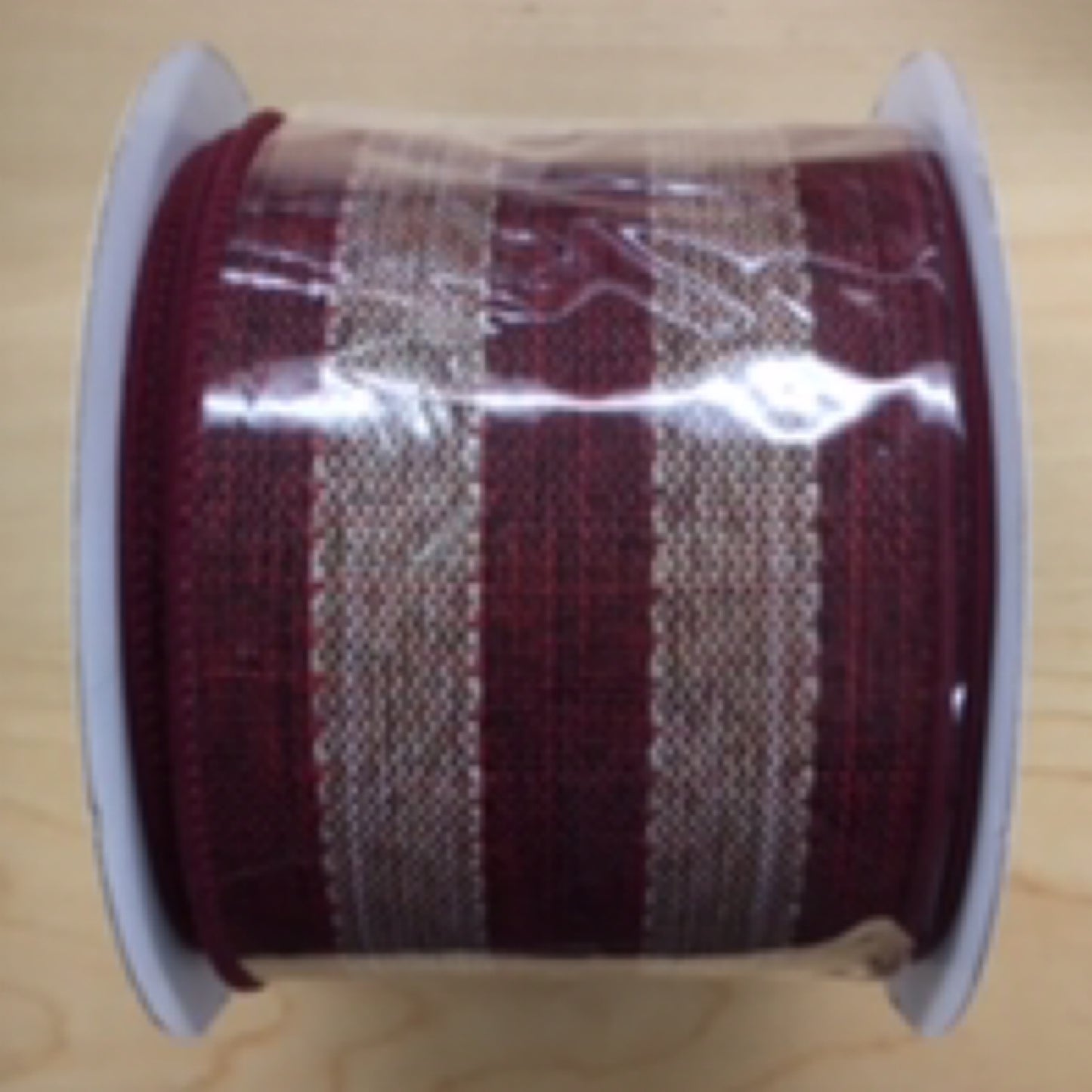 RGA177505  2.5" x 10yd Vertical Stripe Beige/Burg