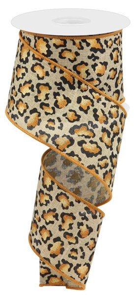 RGC135201 2.5"X10yd Metallic Animal Print/Royal Lt Beige/Black/Rust/Gold