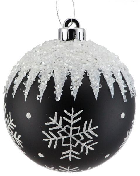 XY8828TX   120Mm Snowflake/Icicle/Dots Orn   Matte Black/White