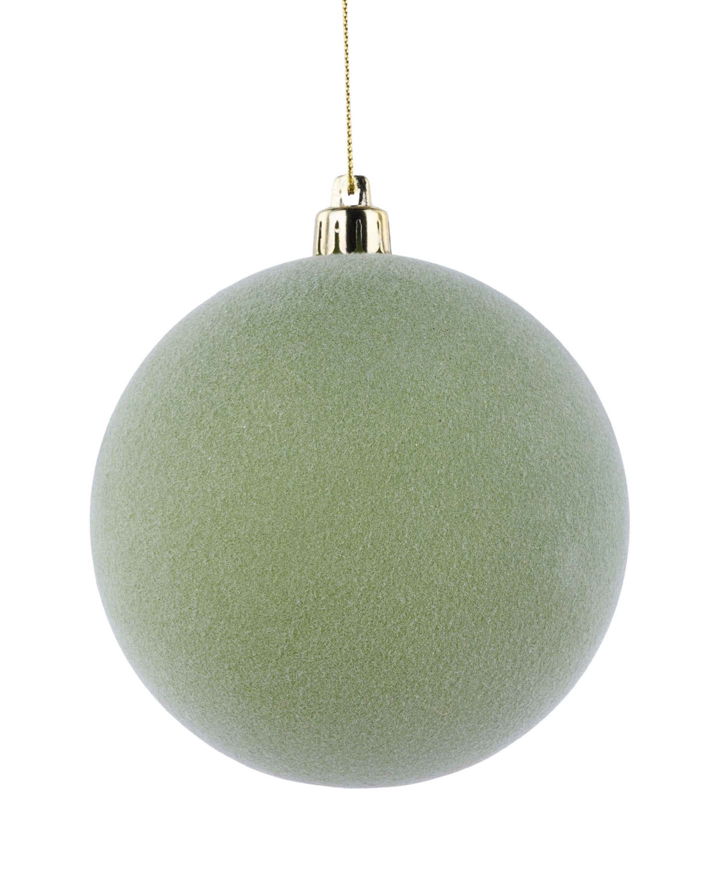 XH1137X8  100Mm Smooth Flocked Ball Ornament Sage Green