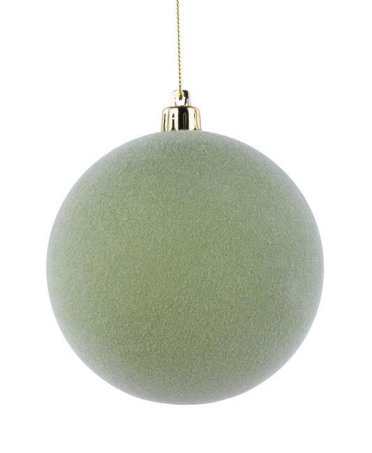 XH1137X8  100Mm Smooth Flocked Ball Ornament Sage Green