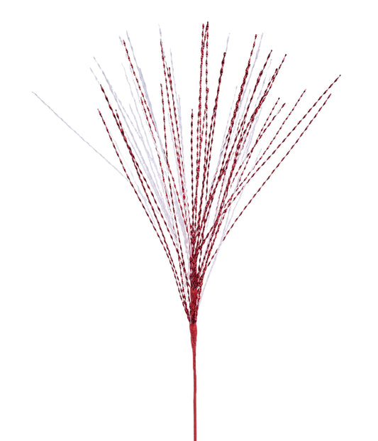 XS148234  27" Metallic Pet Twist Grass Spray x 60  Red/White
