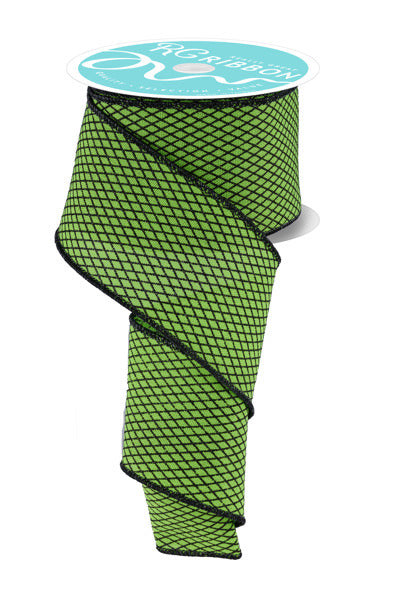 RGF1699LT  2.5" x 10yd Mini Harlequin Fresh Green/Black