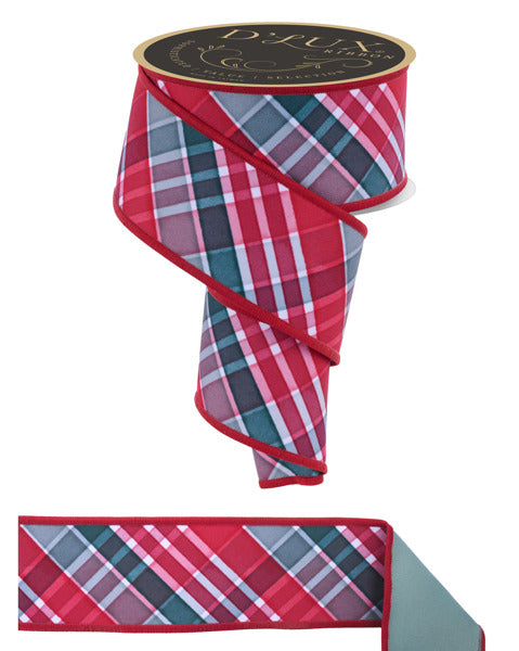 LX1111H2  2.5" x 10yd Bold Plaid/Fused Sage/Red/Emerald