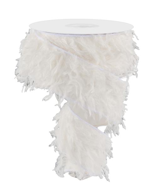 RN588527  2.5" x 10yd Furry Ribbon White