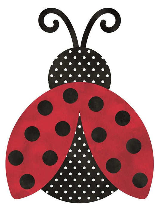 MD0705  12"H x 9.25"L Metal/Embossed Ladybug Red/Black/White